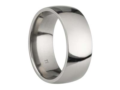 Titanium Court Polished Wedding Ring 8.0mm, Size Q, 2.0mm Wall