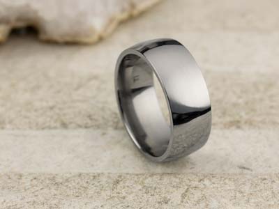 Titanium Court Polished Wedding Ring 8.0mm, Size Q, 2.0mm Wall - Standard Image - 2