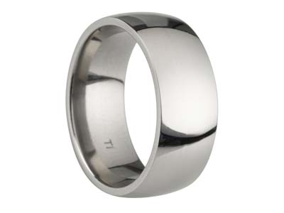 Titanium Court Polished Wedding Ring 8.0mm, Size R, 2.0mm Wall