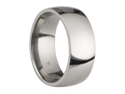 Titanium Court Polished Wedding Ring 8.0mm, Size S, 2.0mm Wall