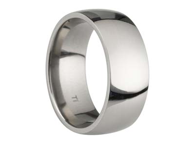 Titanium Court Polished Wedding Ring 8.0mm, Size U, 2.0mm Wall