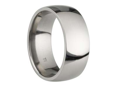 Titanium Court Polished Wedding Ring 8.0mm, Size W, 2.0mm Wall
