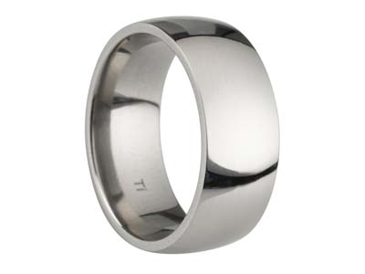 Titanium Court Polished Wedding Ring 8.0mm, Size X, 2.0mm Wall