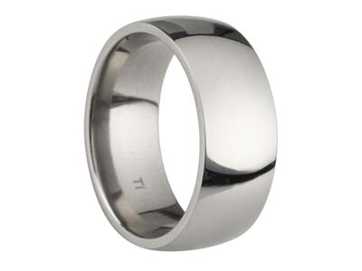 Titanium Court Polished Wedding Ring 8.0mm, Size Y, 2.0mm Wall