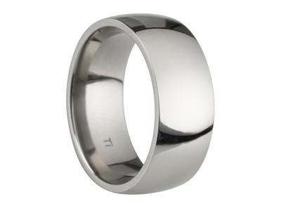 Titanium Court Polished Wedding Ring 8.0mm, Size Z, 2.0mm Wall