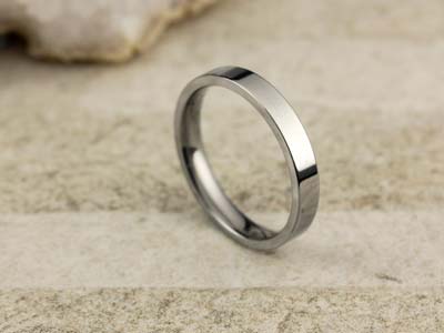 Titanium Flat Court Easy Fit Polished Wedding Ring 3.0mm, Size J, 1.6mm Wall - Standard Image - 2