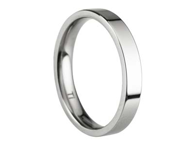 Titanium Flat Court Easy Fit Polished Wedding Ring 3.0mm, Size K, 1.6mm Wall - Standard Image - 1