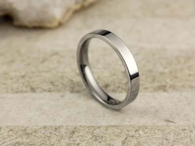 Titanium Flat Court Easy Fit Polished Wedding Ring 3.0mm, Size K, 1.6mm Wall - Standard Image - 2