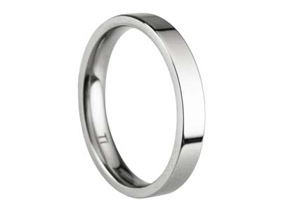 Titanium Flat Court Easy Fit Polished Wedding Ring 3.0mm, Size L, 1.6mm Wall - Standard Image - 1