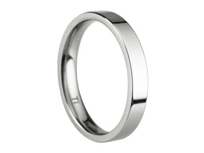 Titanium Flat Court Easy Fit Polished Wedding Ring 3.0mm, Size M, 1.6mm Wall - Standard Image - 1