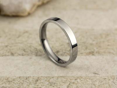 Titanium Flat Court Easy Fit Polished Wedding Ring 3.0mm, Size M, 1.6mm Wall - Standard Image - 2