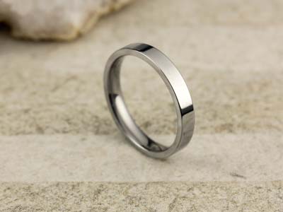Titanium Flat Court Easy Fit Polished Wedding Ring 3.0mm, Size N, 1.6mm Wall - Standard Image - 2