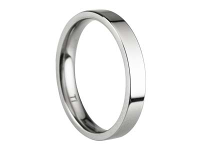 Titanium Flat Court Easy Fit Polished Wedding Ring 3.0mm, Size O, 1.6mm Wall - Standard Image - 1