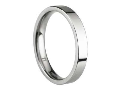 Titanium Flat Court Easy Fit Polished Wedding Ring 3.0mm, Size P, 1.6mm Wall - Standard Image - 1