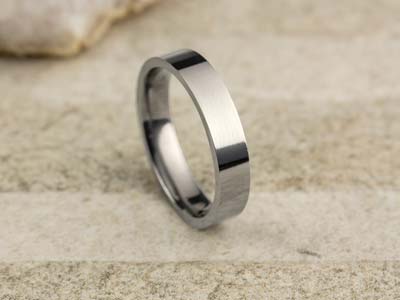 Titanium Flat Court Easy Fit Polished Wedding Ring 4.0mm, Size J, 1.6mm Wall - Standard Image - 2