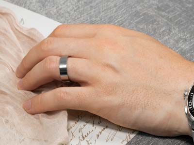Titanium Flat Court Easy Fit Polished Wedding Ring 4.0mm, Size L, 1.6mm Wall - Standard Image - 4