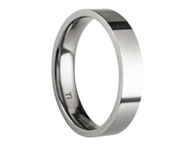 Titanium Flat Court Easy Fit Polished Wedding Ring 4.0mm, Size Z, 1.6mm Wall - Standard Image - 1