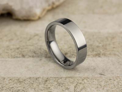 Titanium Flat Court Easy Fit Polished Wedding Ring 5.0mm, Size K, 1.8mm Wall - Standard Image - 2