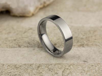 Titanium Flat Court Easy Fit Polished Wedding Ring 5.0mm, Size S, 1.8mm Wall - Standard Image - 2