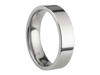 Titanium Flat Court Easy Fit Polished Wedding Ring 5.0mm, Size U, 1.8mm Wall - Standard Image - 1