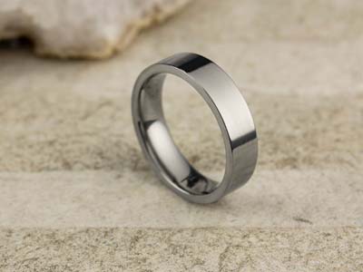 Titanium Flat Court Easy Fit Polished Wedding Ring 5.0mm, Size V, 1.8mm Wall - Standard Image - 2