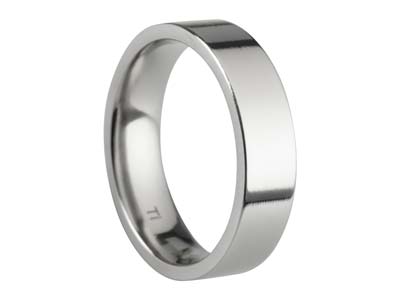 Titanium Flat Court Easy Fit Polished Wedding Ring 5.0mm, Size W, 1.8mm Wall - Standard Image - 1