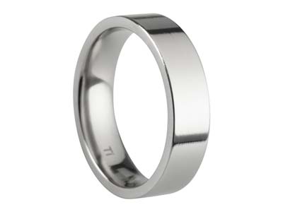 Titanium Flat Court Easy Fit Polished Wedding Ring 5.0mm, Size Y, 1.8mm Wall - Standard Image - 1