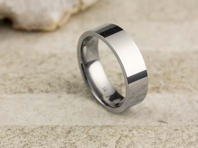 Titanium Flat Court Easy Fit Polished Wedding Ring 6.0mm, Size R, 1.8mm Wall - Standard Image - 2