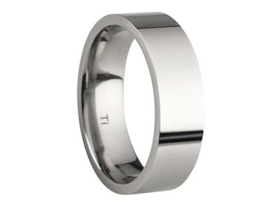 Titanium Flat Court Easy Fit Polished Wedding Ring 6.0mm, Size S, 1.8mm Wall - Standard Image - 1