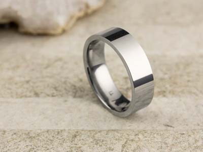 Titanium Flat Court Easy Fit Polished Wedding Ring 6.0mm, Size S, 1.8mm Wall - Standard Image - 2