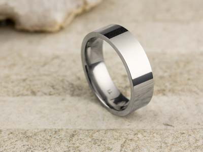 Titanium Flat Court Easy Fit Polished Wedding Ring 6.0mm, Size T, 1.8mm Wall - Standard Image - 2