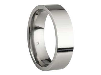 Titanium Flat Court Easy Fit Polished Wedding Ring 6.0mm, Size U, 1.8mm Wall - Standard Image - 1