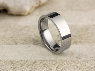 Titanium Flat Court Easy Fit Polished Wedding Ring 6.0mm, Size V, 1.8mm Wall - Standard Image - 2