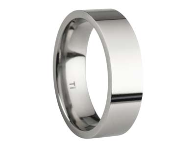 Titanium Flat Court Easy Fit Polished Wedding Ring 6.0mm, Size X, 1.8mm Wall - Standard Image - 1