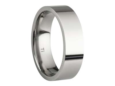 Titanium Flat Court Easy Fit Polished Wedding Ring 6.0mm, Size Y, 1.8mm Wall - Standard Image - 1