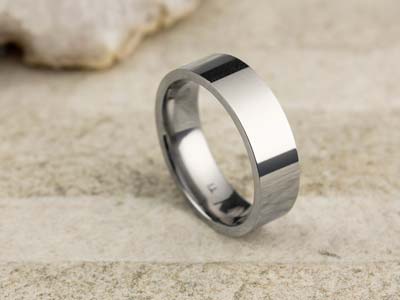 Titanium Flat Court Easy Fit Polished Wedding Ring 6.0mm, Size Y, 1.8mm Wall - Standard Image - 2