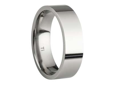Titanium Flat Court Easy Fit Polished Wedding Ring 6.0mm, Size Z, 1.8mm Wall - Standard Image - 1