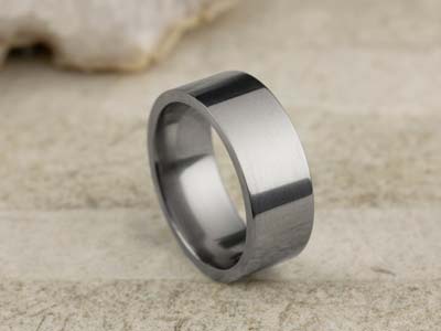 Titanium Flat Court Easy Fit Polished Wedding Ring 8.0mm, Size Q, 2.0mm Wall - Standard Image - 2