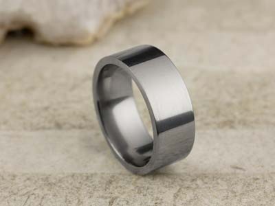 Titanium Flat Court Easy Fit Polished Wedding Ring 8.0mm, Size S, 2.0mm Wall - Standard Image - 2