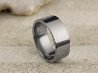 Titanium Flat Court Easy Fit Polished Wedding Ring 8.0mm, Size U, 2.0mm Wall - Standard Image - 2