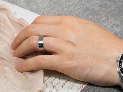 Titanium Flat Court Easy Fit Polished Wedding Ring 8.0mm, Size U, 2.0mm Wall - Standard Image - 4