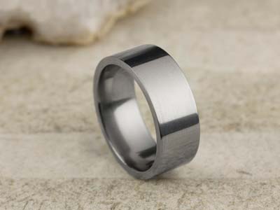 Titanium Flat Court Easy Fit Polished Wedding Ring 8.0mm, Size V, 2.0mm Wall - Standard Image - 2