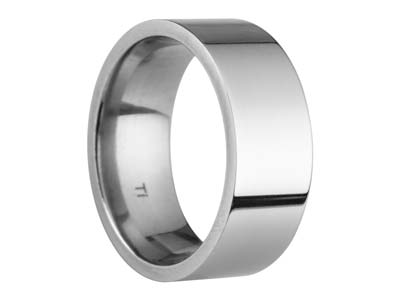 Titanium Flat Court Easy Fit Polished Wedding Ring 8.0mm, Size W, 2.0mm Wall - Standard Image - 1