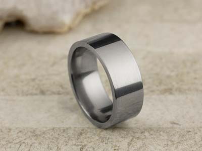 Titanium Flat Court Easy Fit Polished Wedding Ring 8.0mm, Size W, 2.0mm Wall - Standard Image - 2