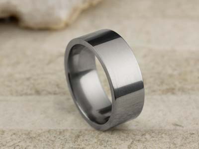 Titanium Flat Court Easy Fit Polished Wedding Ring 8.0mm, Size X, 2.0mm Wall - Standard Image - 2