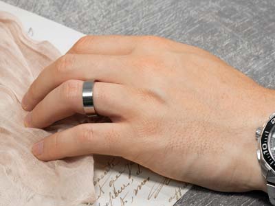 Titanium Flat Court Easy Fit Polished Wedding Ring 8.0mm, Size X, 2.0mm Wall - Standard Image - 4