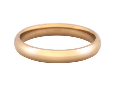 18ct Hazelnut Gold Court Wedding Ring 3.0mm, Size P, 3.9g Medium Weight, Hallmarked, Wall Thickness 1.62mm, 100% Recycled Gold - Standard Image - 1