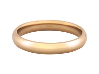 18ct Hazelnut Gold Court Wedding Ring 3.0mm, Size Q, 4.9g Medium Weight, Hallmarked, Wall Thickness 1.90mm, 100% Recycled Gold - Standard Image - 1
