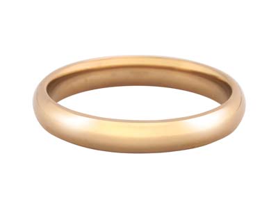 18ct Hazelnut Gold Court Wedding Ring 3.0mm, Size S, 4.9g Medium Weight, Hallmarked, Wall Thickness 1.84mm, 100% Recycled Gold - Standard Image - 1