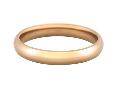 18ct Hazelnut Gold Court Wedding Ring 3.0mm, Size V, 4.9g Medium Weight, Hallmarked, Wall Thickness 1.77mm, 100% Recycled Gold - Standard Image - 1